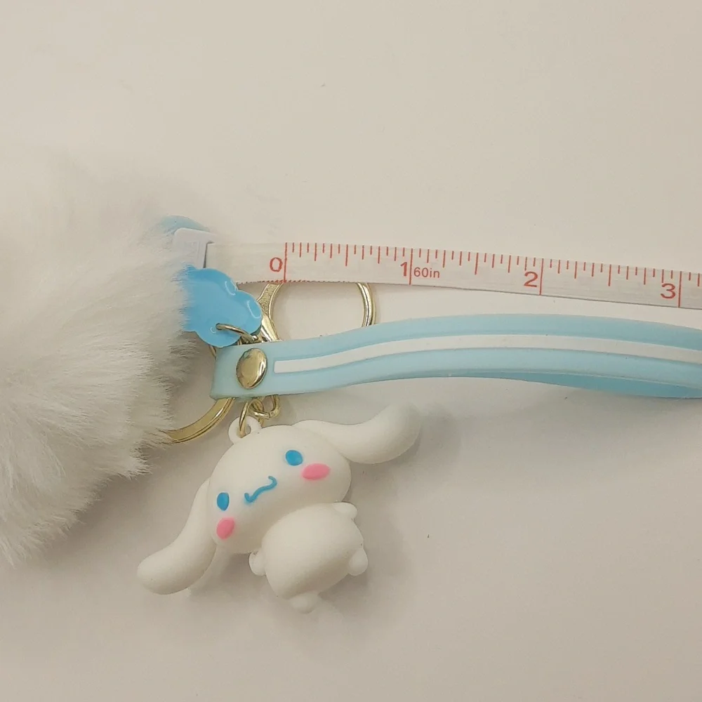 HK Inspired Cinnamoroll  Pom Pom Keychain Bag Pendant Keyring Jewelry NWOT